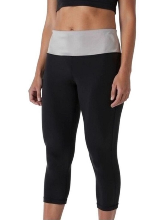 lululemon athletica Pants - Lululemon Black Gray White Mid Rise Crop Leggings Size 6